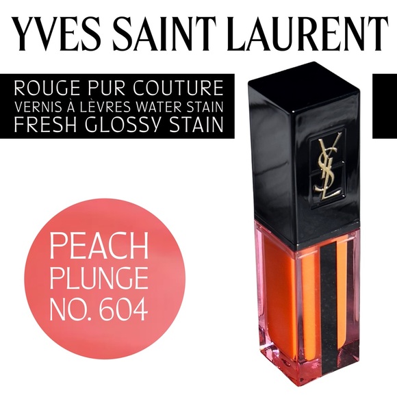 Yves Saint Laurent 🆕 Vernis à Lèvres Water Stain • Peach Plunge, No. 604 • NEW - Picture 5 of 17